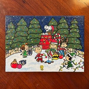 Peanuts Characters Christmas Festive Holiday Art Painting